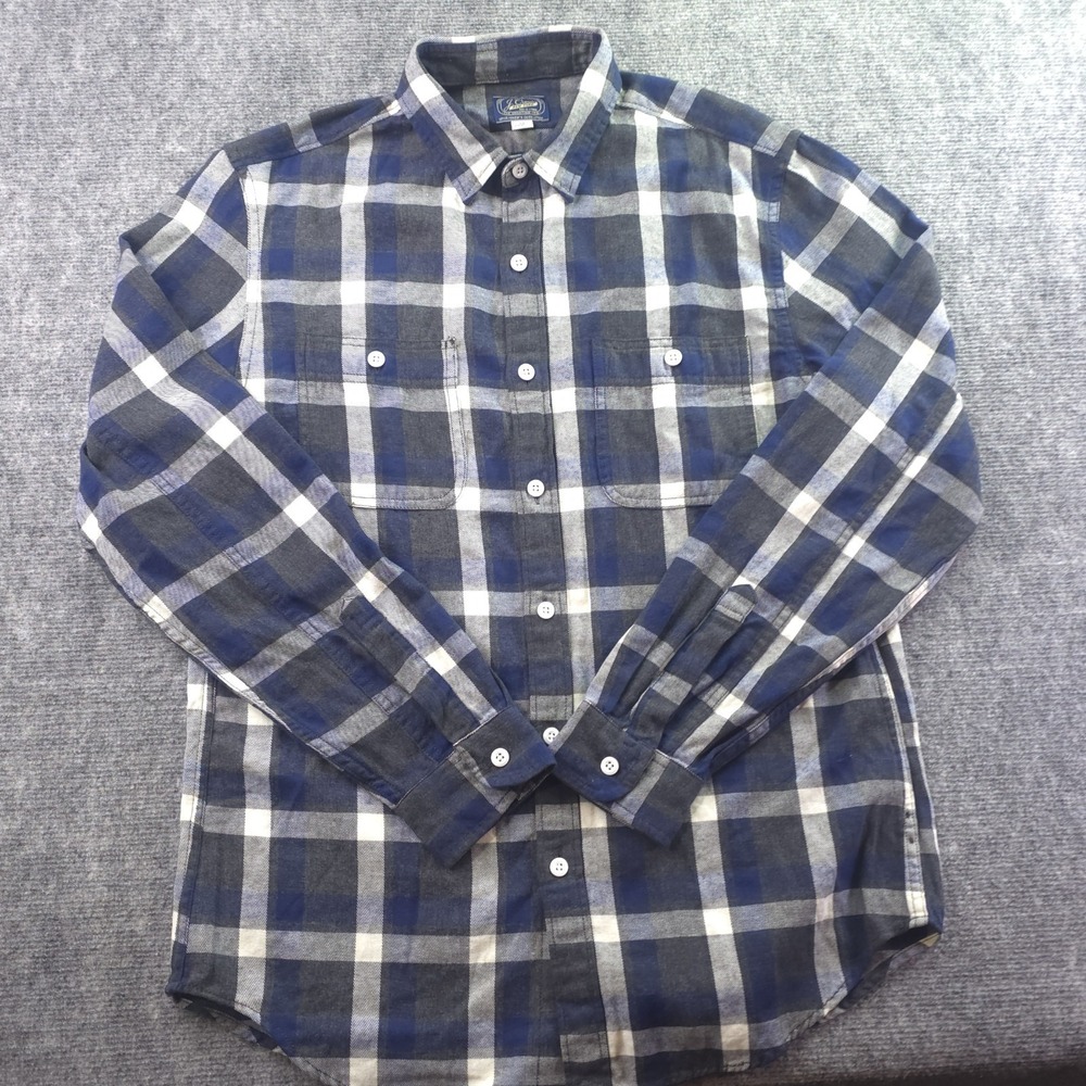 J Crew New York Shirt‎ Medium Gray Blue Plaid Long Sleeve Button Up Pockets